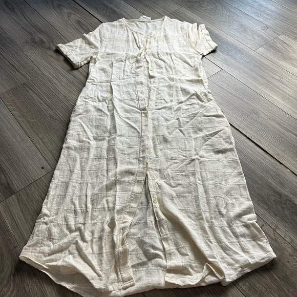 Evidnt L. A. Cream‎ Linen Button Up Shirt Dress - Picture 1 of 6